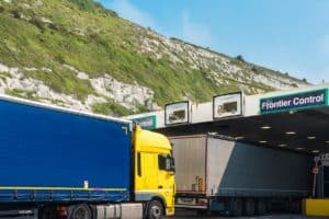 Lorries queue to pass border controls at Dover. Image: Shutterstock